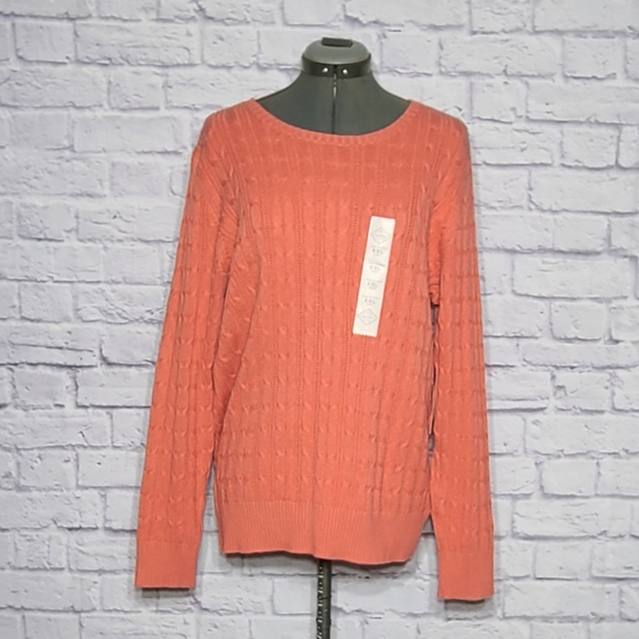 St. John's Bay Sweaters - #24 St. John's Bay Coral Colored Knit Longsleeve Sweater